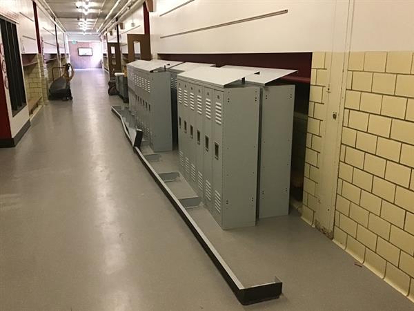 Lockers being temporarily relocated to make way for construction